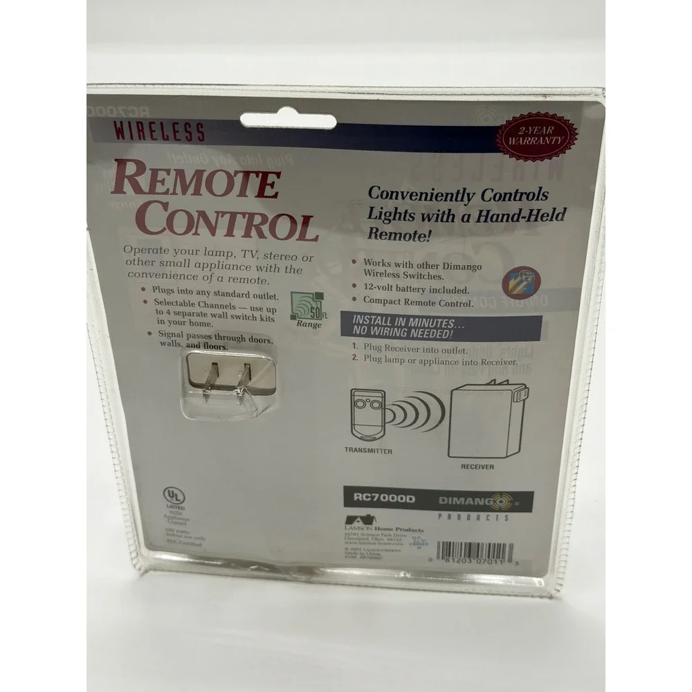 Dimango RC7000D Wireless Remote Control On Off Outlet‎ Receiver Transmitter 50ft